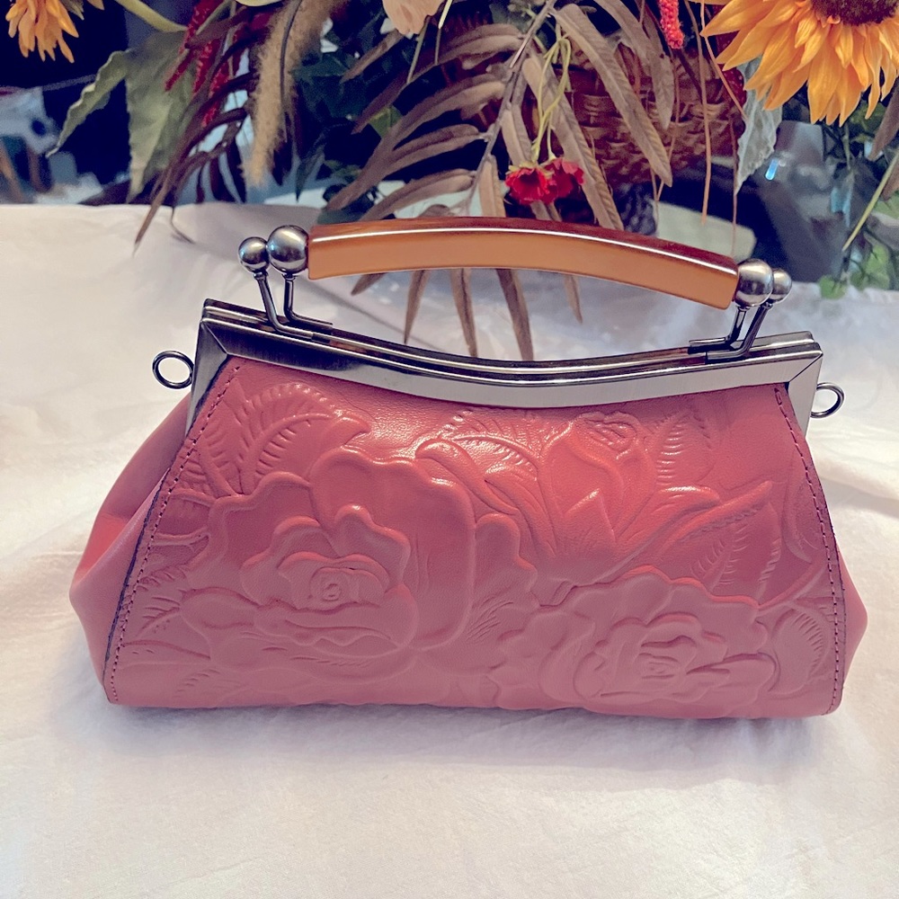 Patricia Nash Rose Tooled Small Leather Satchel (Brand New)